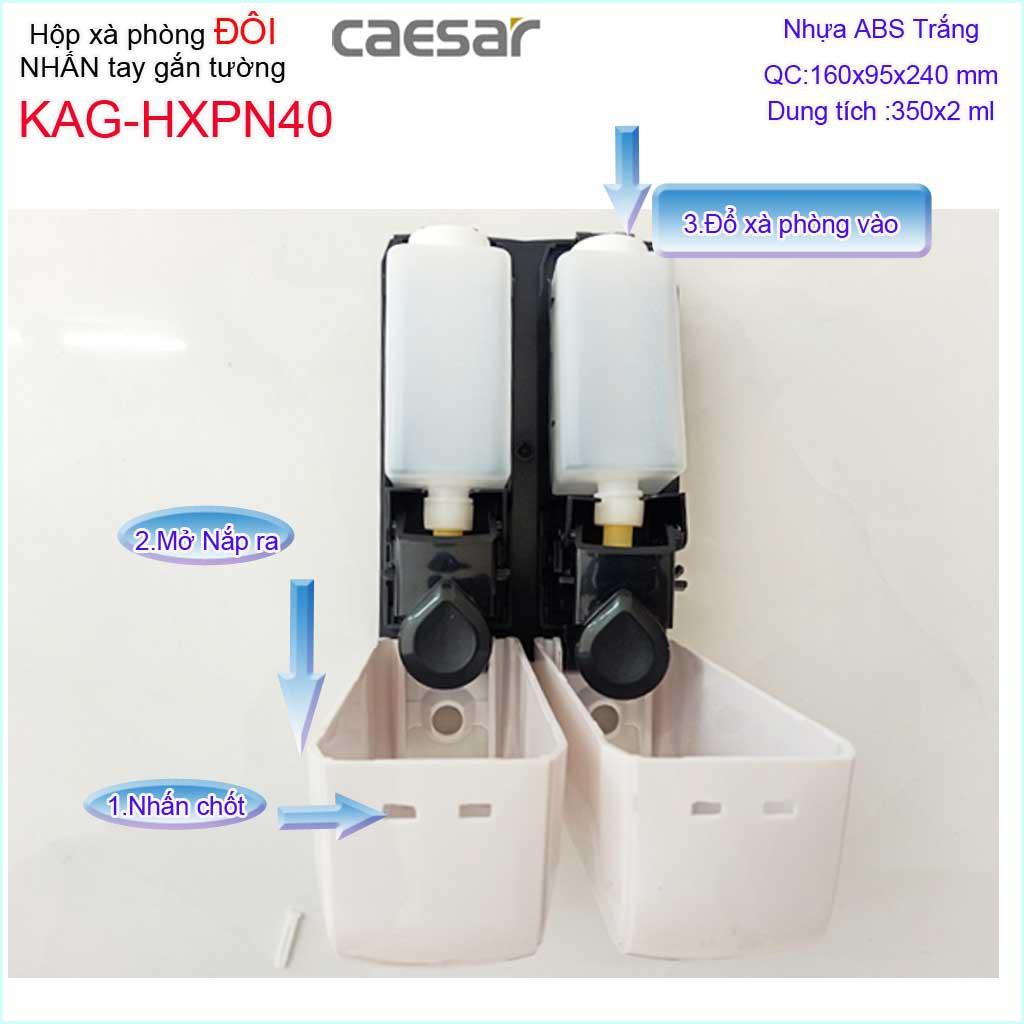 Hộp đựng xà phòng Caesar  KAG-HXPN40-Trắng-White, hộp nhấn xà phòng đựng sữa tắm, dầu gội đầu