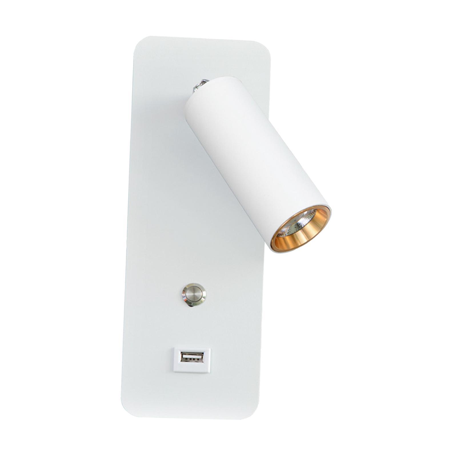 Minimalist Wall Lamp, Reading Light Bedside 3000K Warm White Light USB Interface LED 7W Sconce for Office Dining Room Entry