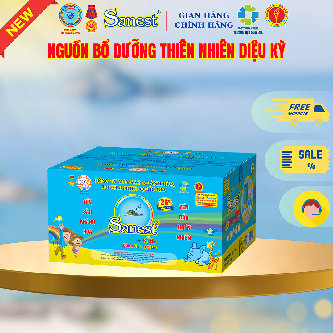NEW [ Thùng 60 lọ] Nước Yến sào Khánh Hòa Sanest 26% - Dành cho trẻ em