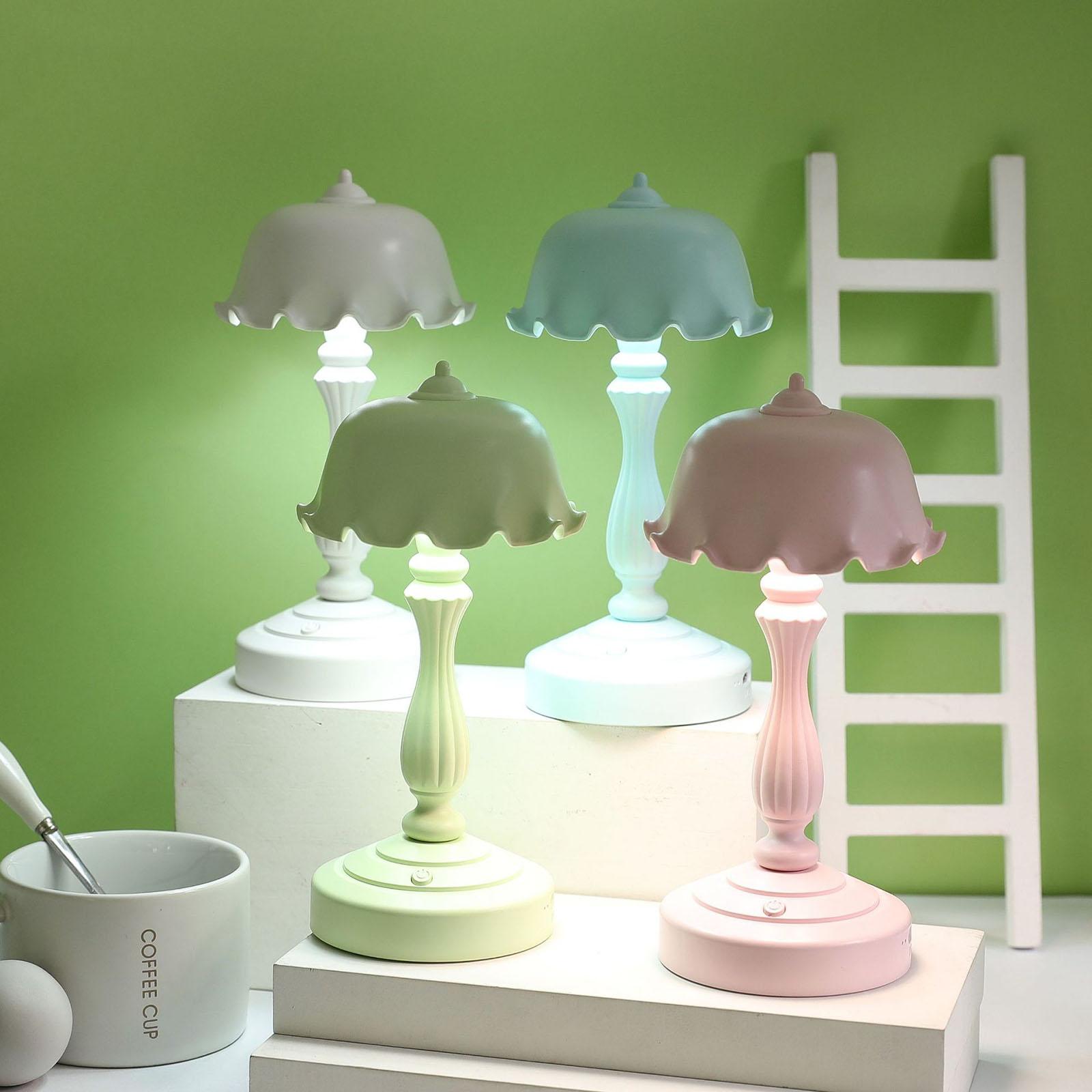 Bedside Table Lamp, with USB Ports, ABS Charger Base with Lotus Shade, Modern Desk Lamp for Bedroom, Living Room, Kid's Room, Dorm, Office