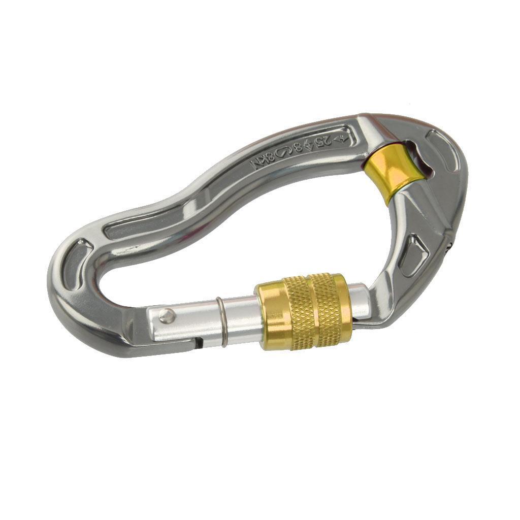 2x 25KN Climbing Safety Rappelling Screw Locking Carabiner Gear Equipment