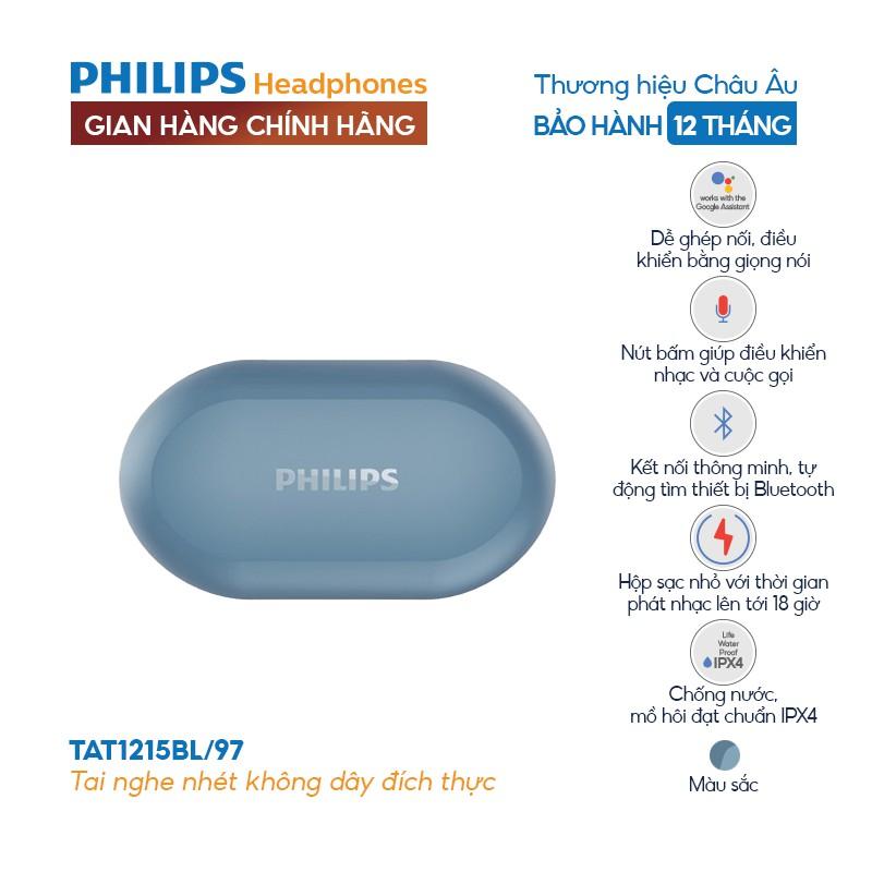 Tai nghe Philips Bluetooth Có Bass TAT1215BL/00- Màu xanh - Chính hãng phân phối - Màu đen