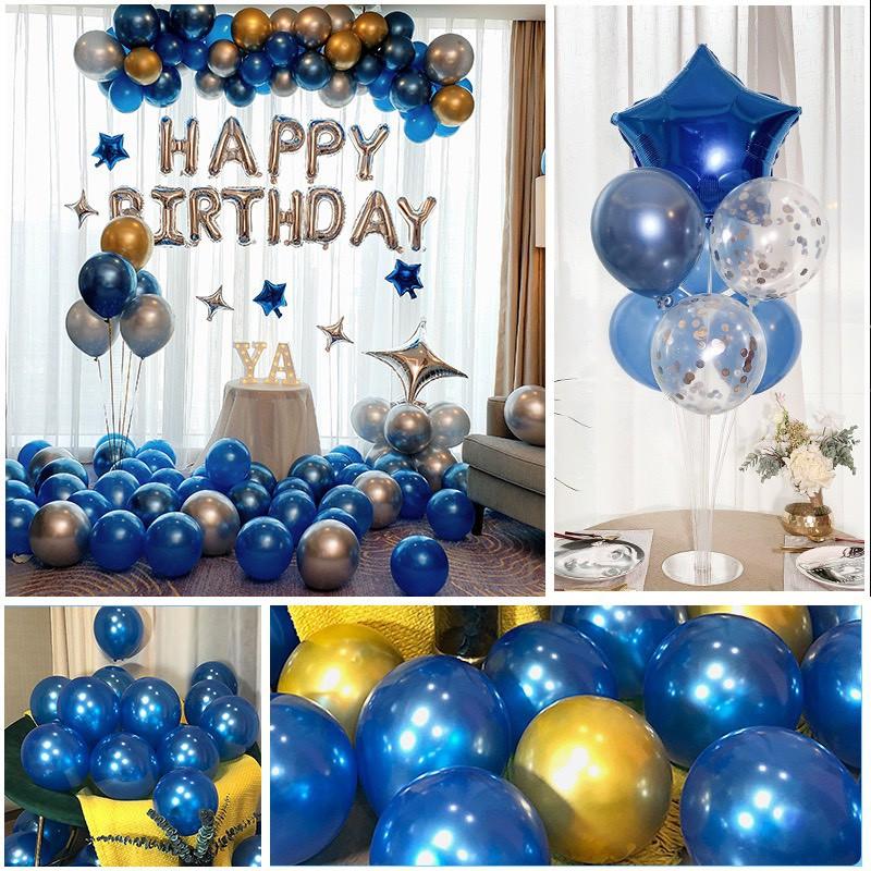 Combo bong bóng siêu nhũ trang trí sinh nhật happy birthday cho bé trai bé gái người lớn đủ đồ phụ kiện SNH01