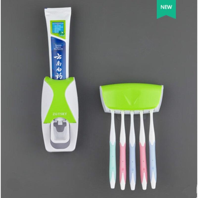 Bathroom Accessories Set Tooth Brush Holder Automatic Toothpaste Dispenser Holder Toothbrush Wall Mount Rack Bathroom Tools Set