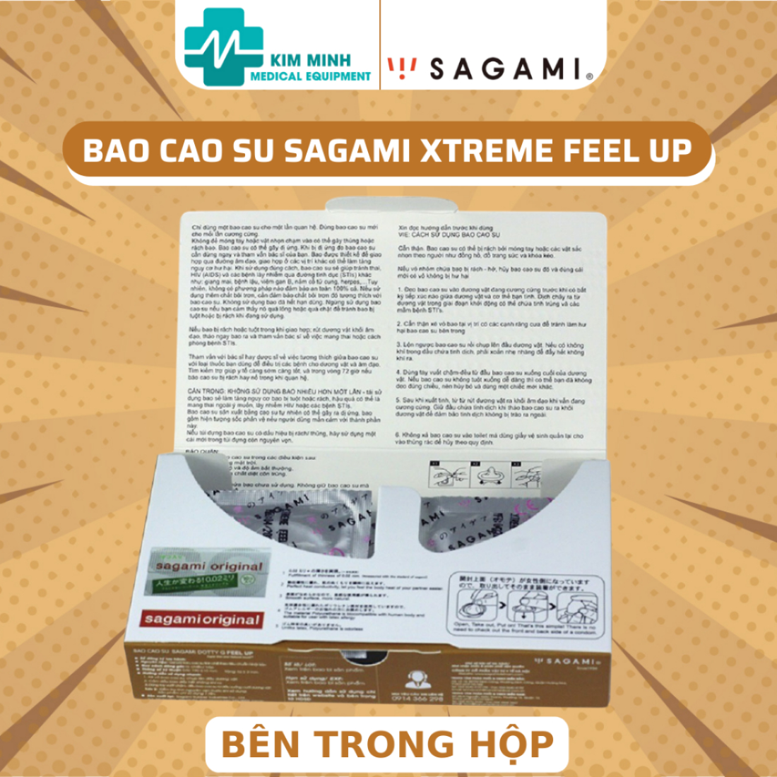 Bao cao su Sagami Dotty G Feel Up, siêu mỏng, có gân gai tăng kích thích khoái cảm tột độ - Hộp 10 cái