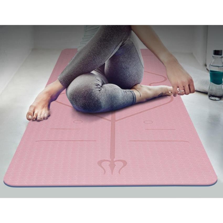 Thảm Tập Yoga Gym TPE 8MM Định Tuyến Cao cấp Siêu bền Chống trơn trượt Tặng Dây buộc | KHỞI NGUYÊN SPORT