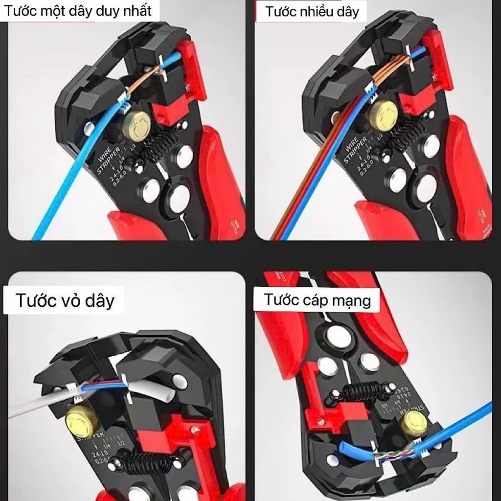 Kìm Tuốt Dây Điện Tự Động Đa Năng Tolsen – Bấm Cos, Cắt Dây Chuẩn Xác, Dễ Dùng