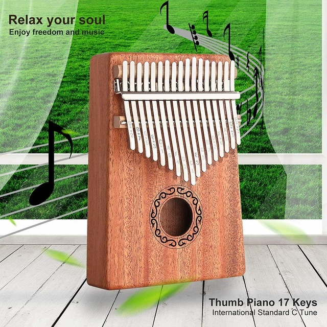 Đàn kalimba 17 phím chất liệu gỗ Mahogany Âm vang ấm tặng phụ kiện búa chỉnh âm, khăn lau đàn, Stick dán màu , túi nhung , tab hướng dẫn cho bạn mới tập chơi kalimba M-17KR