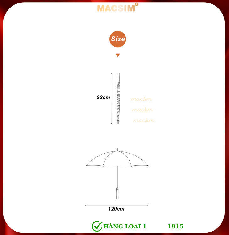 Ô Dù cao cấp Nhãn hiệu Macsim RST Mã 1915