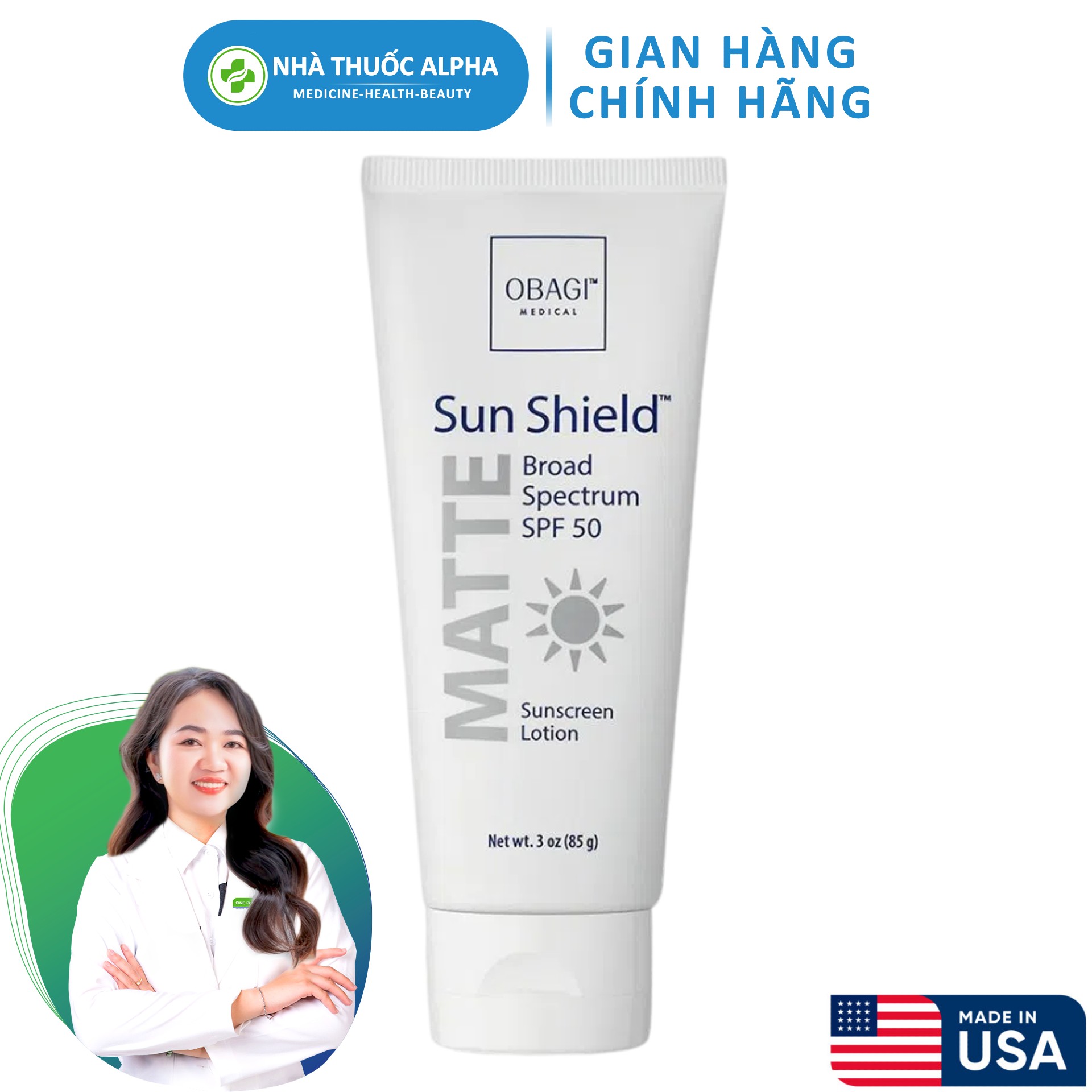 Kem Chống Nắng Phổ Rộng Obagi Sun Shield Matte Broad Spectrum SPF50 85g