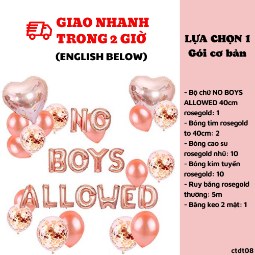 Bộ bong bóng trang trí tiệc chia tay độc thân màu hồng rosegold ctdt08