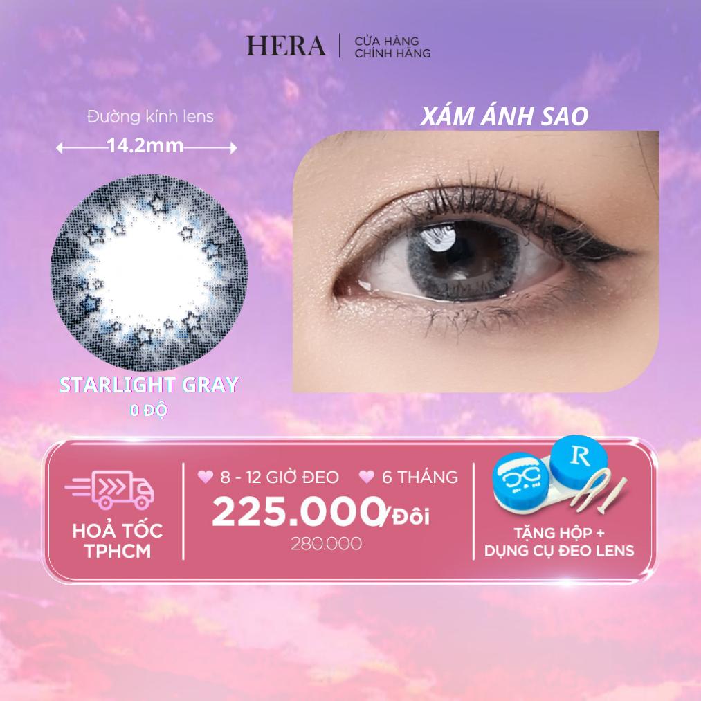 Kính Áp Tròng Hera Xám Ánh Sao Không Độ STARLIGHT GRAY Nhập Khẩu Hàn Quốc Lens Không Cận 6 Tháng