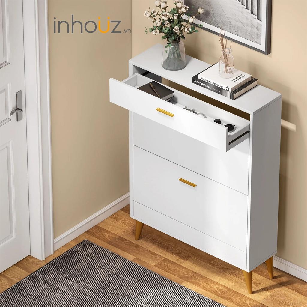 Tủ giày gỗ 2 cánh lật kèm hộc tủ đựng đồ - 16 Pair Shoe Storage Cabinet - INHOUZ - HOTG0007