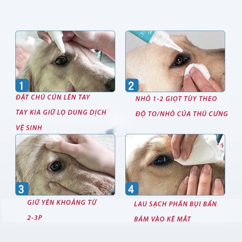 (60ml) Dung dịch vệ sinh tai mắt chó mèo tránh thối tai khử mùi hôi tai định kỳ