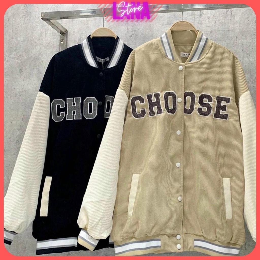 Áo Khoác Bomber Nhung Tăm Choose 2 LớpÁo Khoác Unisex Nhung Gân 2 Lớp Logo Thêu