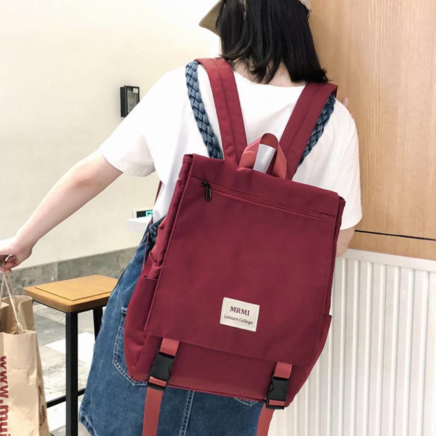 Balo nữ đi học, mẫu nắp gập vải polyester chống nước phong cách thời trang Hàn Quốc đựng vừa A4, có ngăn đựng laptop (CN131)