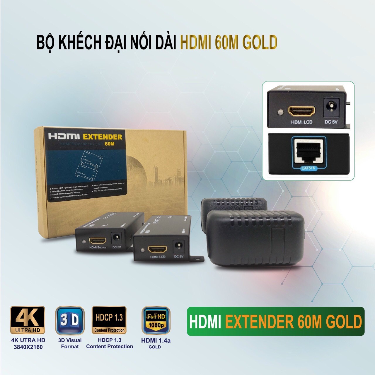 HD Extender 60M SFX - Nối Dài HDMI bằng Dây LAN 60m - Extender 60M