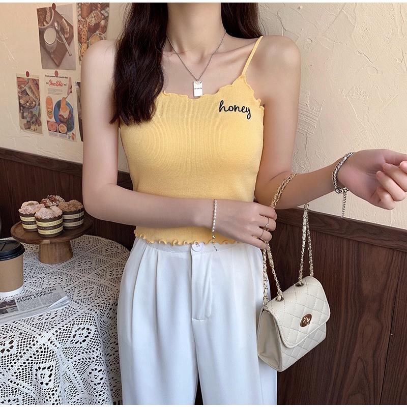 MS227 Áo 2 dây honey viền lượn sóng