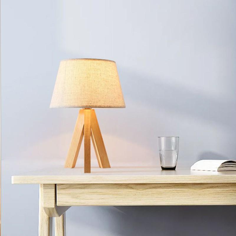 Đèn ngủ gỗ để bàn - đèn ngủ để bàn - đèn trang trí phòng ngủ cao cấp Vintage 3 chân độc đáo