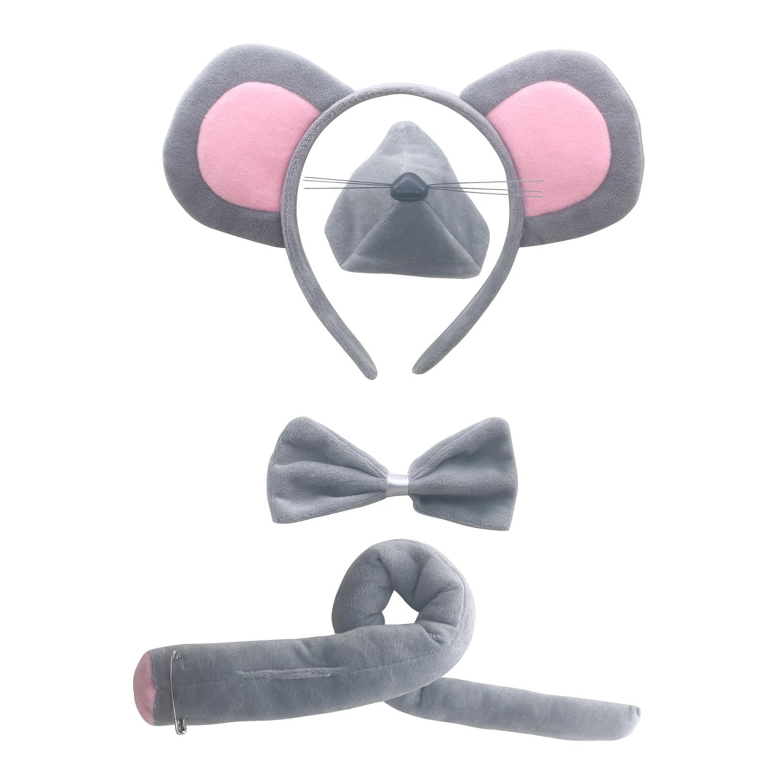 Mouse Ears Headband, Bowtieand Tail Accessories Set for Halloween Party Prom