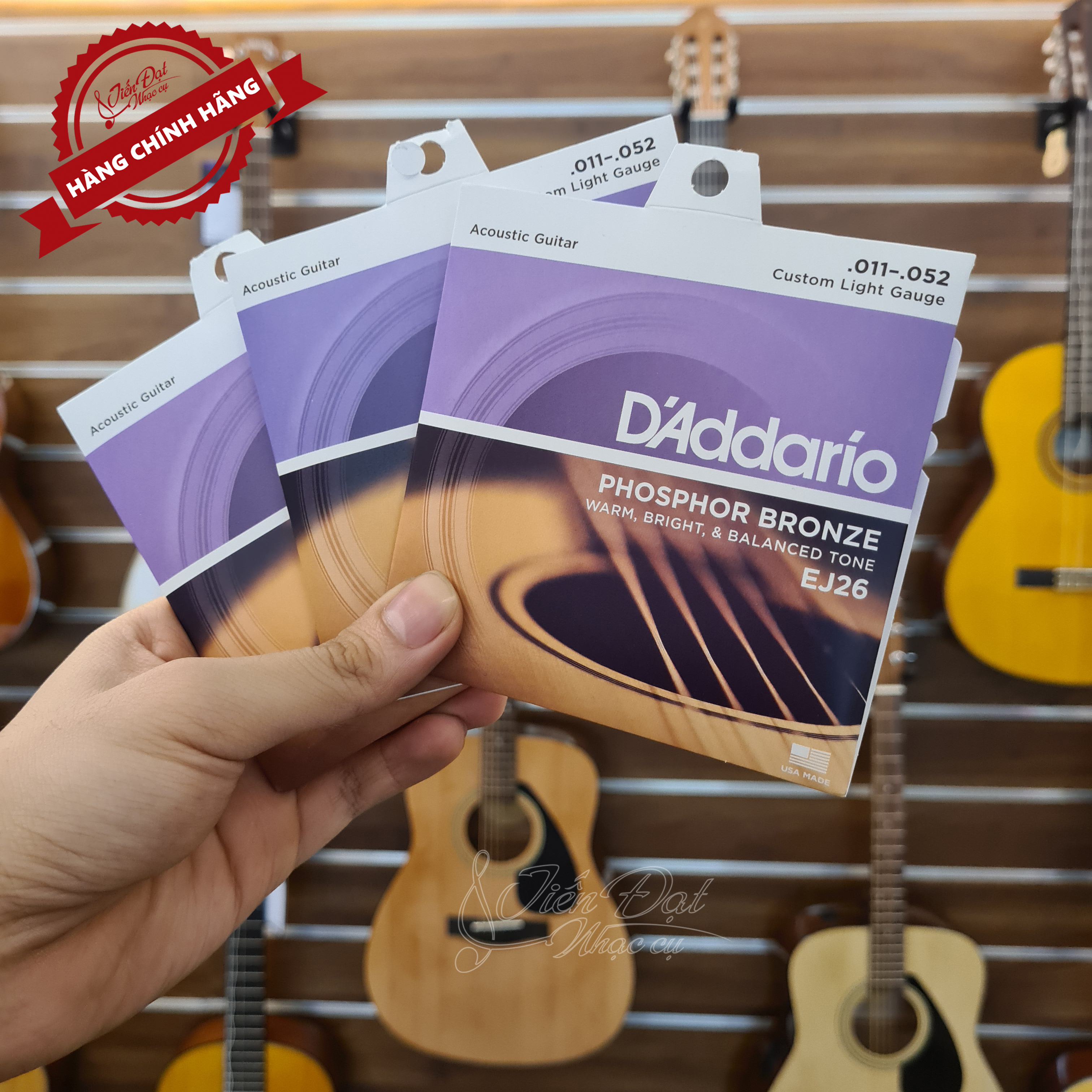 Bộ Dây Đàn Guitar Chính Hãng Acoustic D'Addario EJ13, EJ26, ULTRAPACK EZ910+EJ26