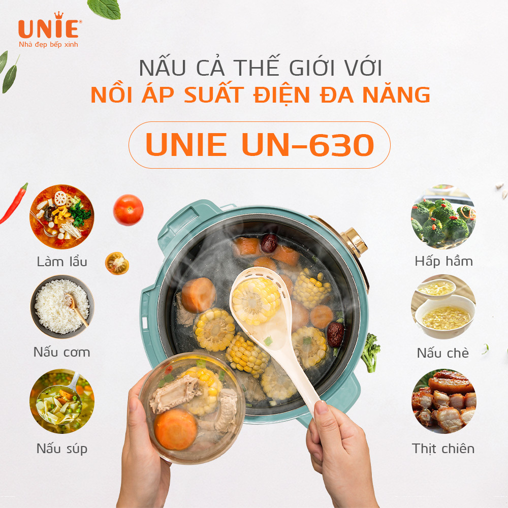 Nồi Áp Suất Điện  Đa Năng  Cao Cấp UNIE UPC5081Y Tiêu Chuẩn Đức Thiết Kế Sang Trọng Tích Hợp 7 Chức Năng Nấu Công Suất 900 W - Hàng Chính Hãng