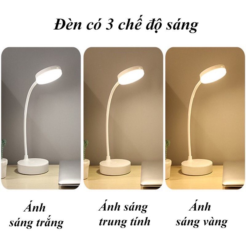 Đèn Học Để Bàn chống cận cao cấp XOAY 360 Đọc Sách, Làm Việc Tích Điện đèn led