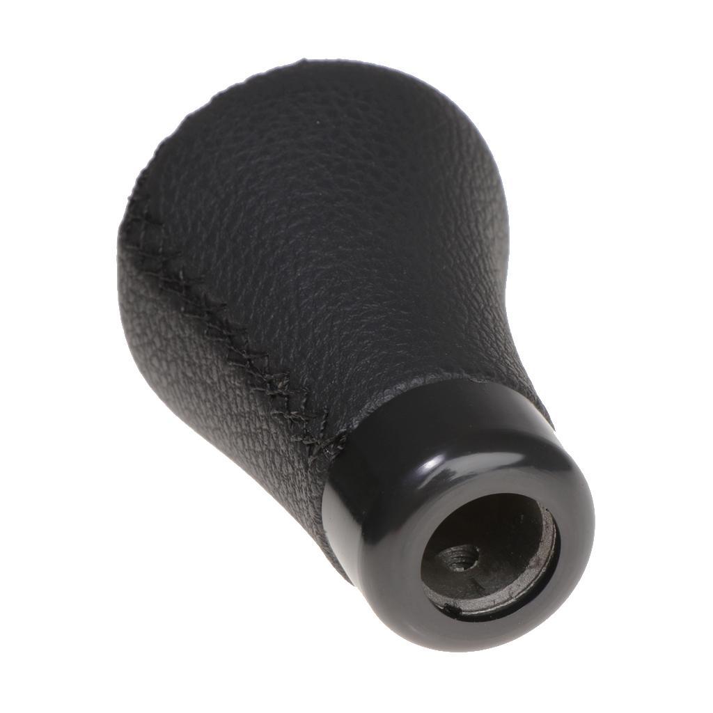 2X Universal Aluminum Leather Car Gear Shifter Lever Handle Knob Black