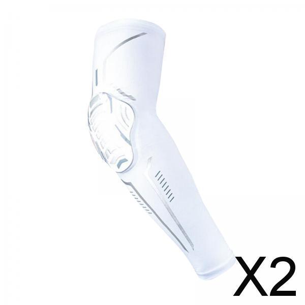 2xSkating Cycling Bike Adult Safety Guards Elbow Knee Pads Basketball Elbow White L
