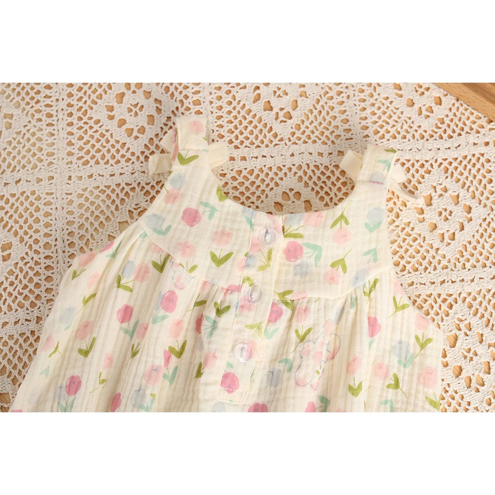 Set Body 2 Dây Kèm Nón Hoa Tulip Cho Bé Gái Sơ Sinh 1 2 Tuổi Từ 5-13kg Dành Cho Bé Gái