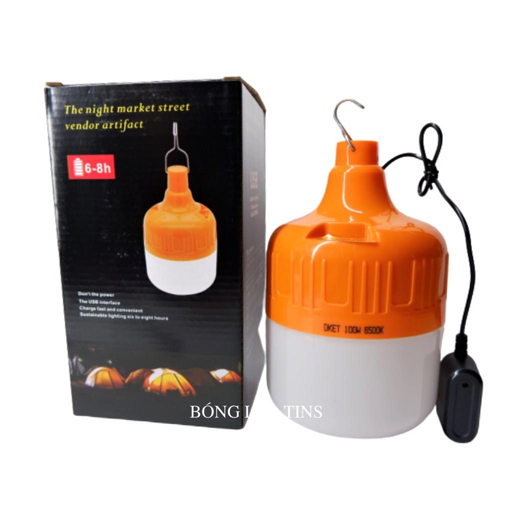BÓNG LED TÍCH ĐIỆN 100W Chống Nước-3 chế độ sáng-có móc treo tiện dụng