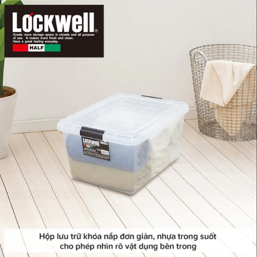 TENMA Hộp Nhựa Có Khóa Nắp LockWell Half Japan Quality, Dung tích 27L, Có Khóa Gài Chắc Chắn