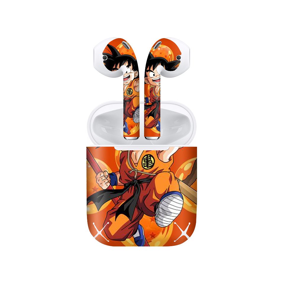 Miếng dán skin chống bẩn cho tai nghe AirPods in hình Songoku Dragon Ball - 7vnr027 (bản không dây 1 và 2)