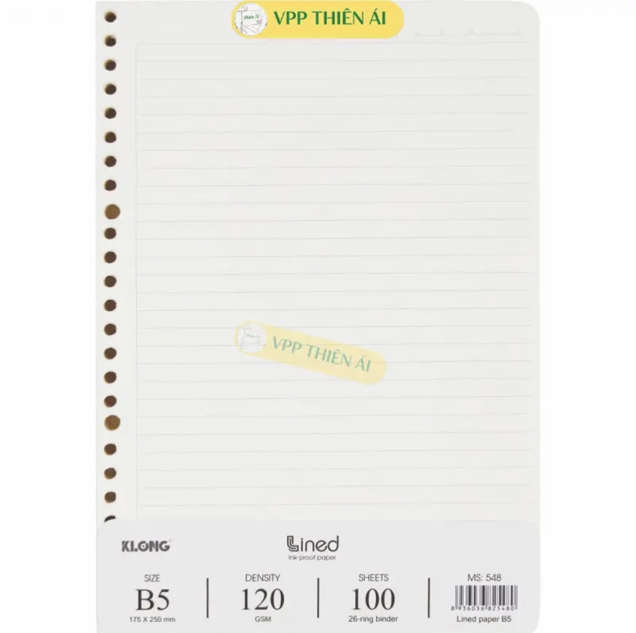 Sổ còng sắt 26 chấu Caro B5 80 tờ 120/76 Klong - VPP Thiên Ái