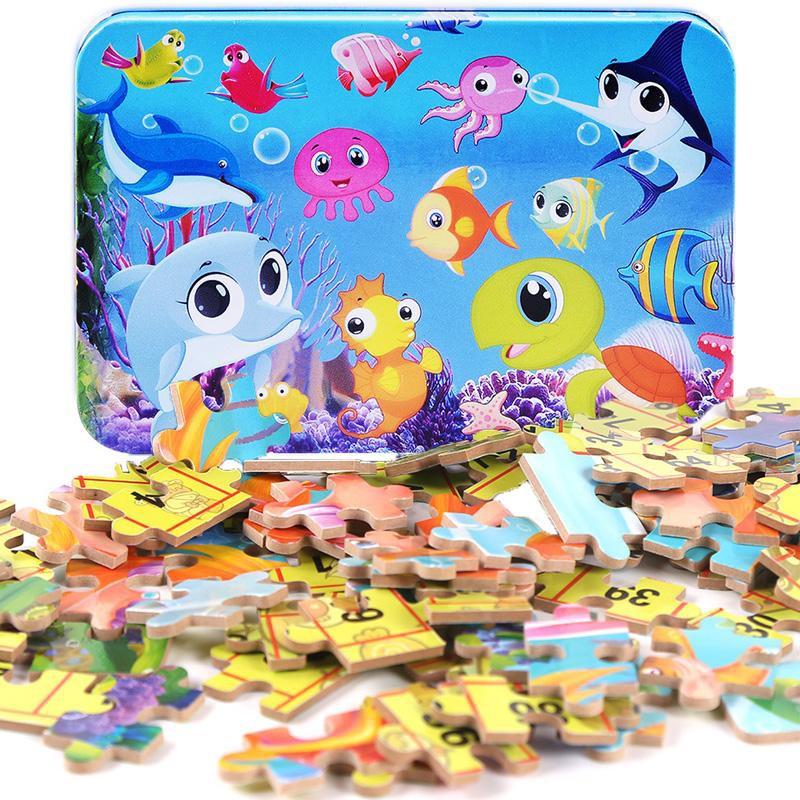 Bộ puzzle ghép hình 60 chi tiết hộp thiếc