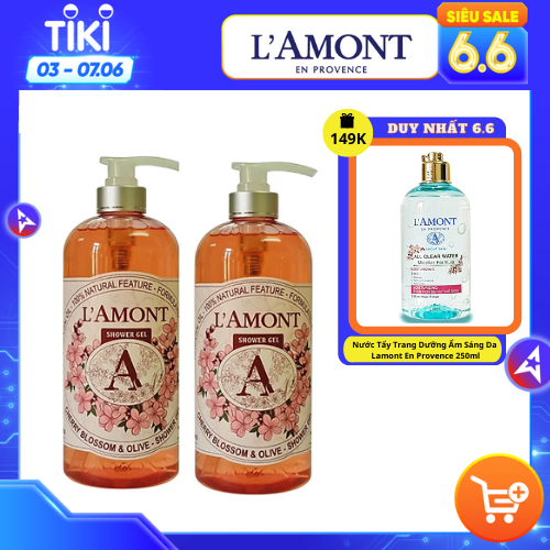 Combo 2 Sữa Tắm L'amont En Provence Cherry Blossom (Hoa Anh Đào) Shower Gel 1000ml