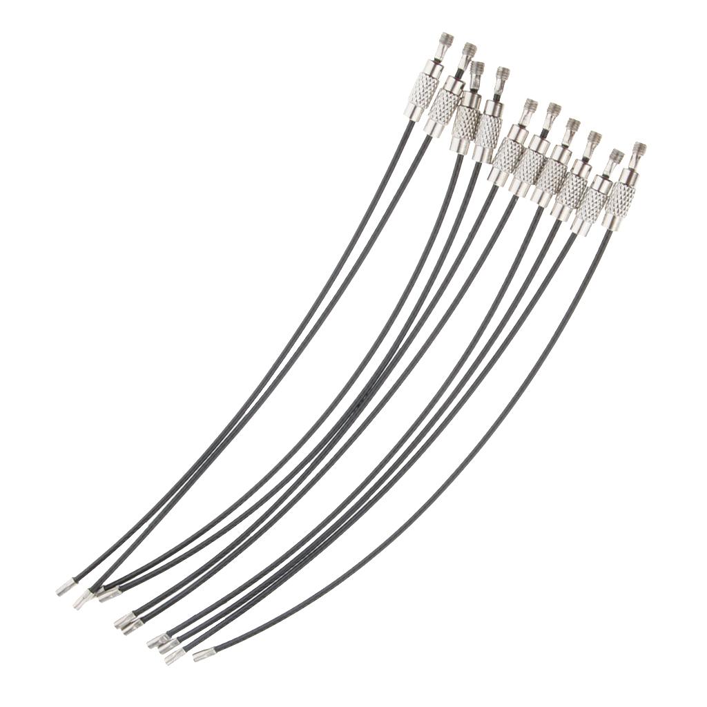 10Pcs Cable Wire Loop Luggage Tag Loops Stainless Steel Wire Straps black