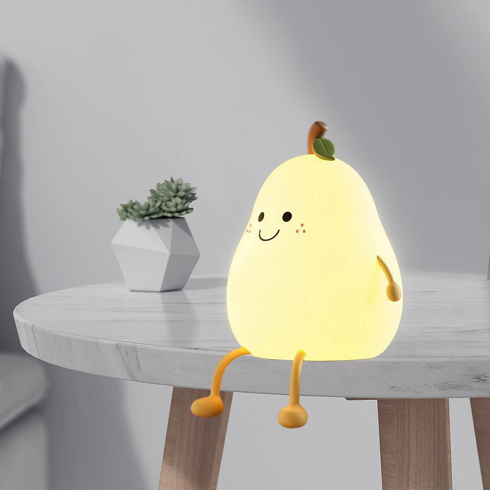 LED Pear Night Light Dimming Color Changing USB Bedside Lamp for Sleeping
