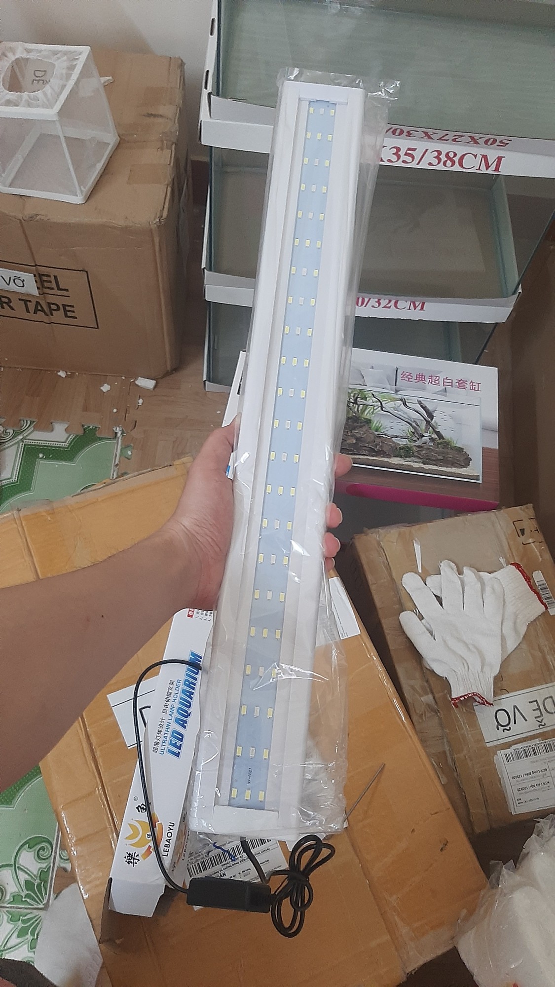 Đèn led 3 màu thủy sinh, đèn led bể cá mini, đèn hồ cá, A60 cho bể dài từ 60-70 cm