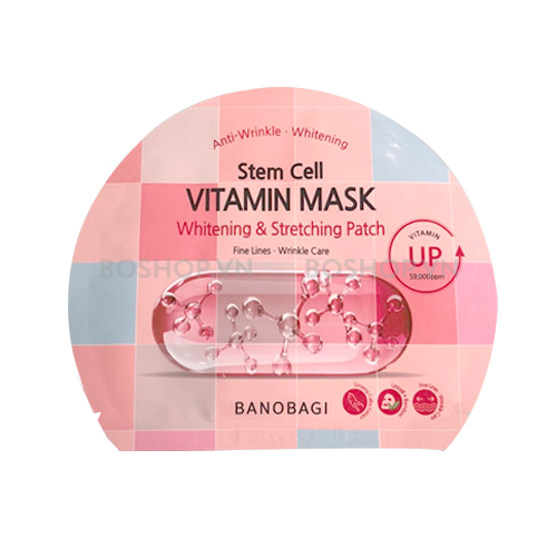 mặt nạ banobagi Stem Cell Vitamin Mask Whitening &amp; Stretching Patch 2023-hồng mẫu mới-1 miếng