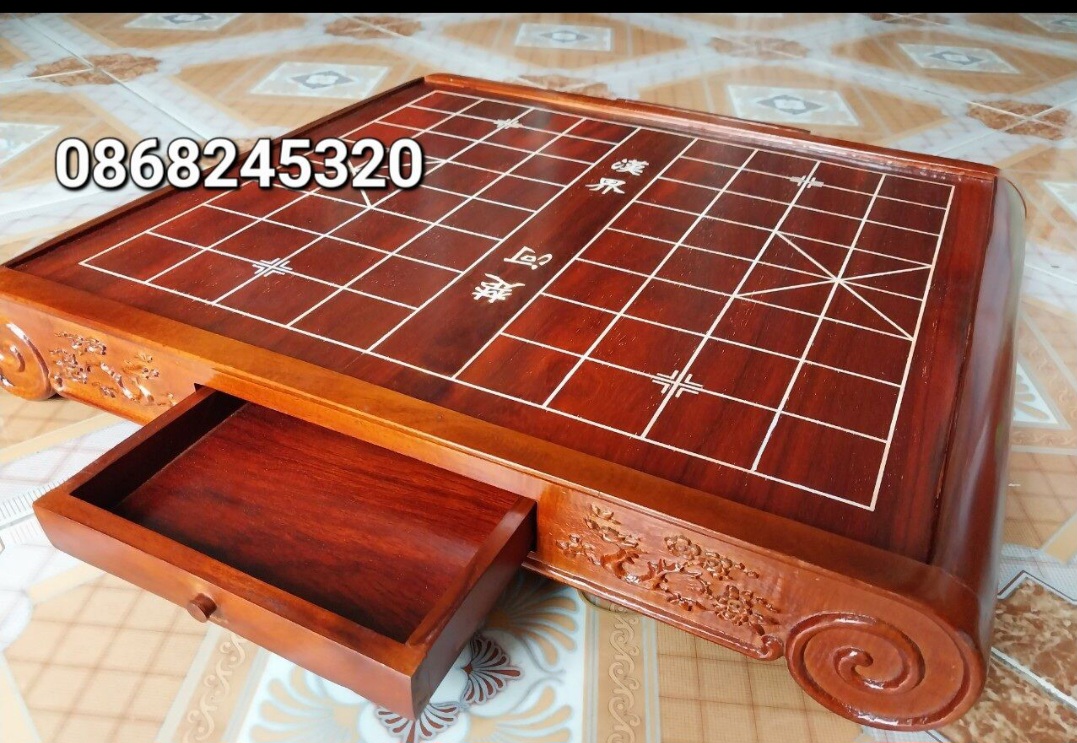 Bàn cờ tướng ngăn kéo bằng gỗ hương kt 55×60×8cm