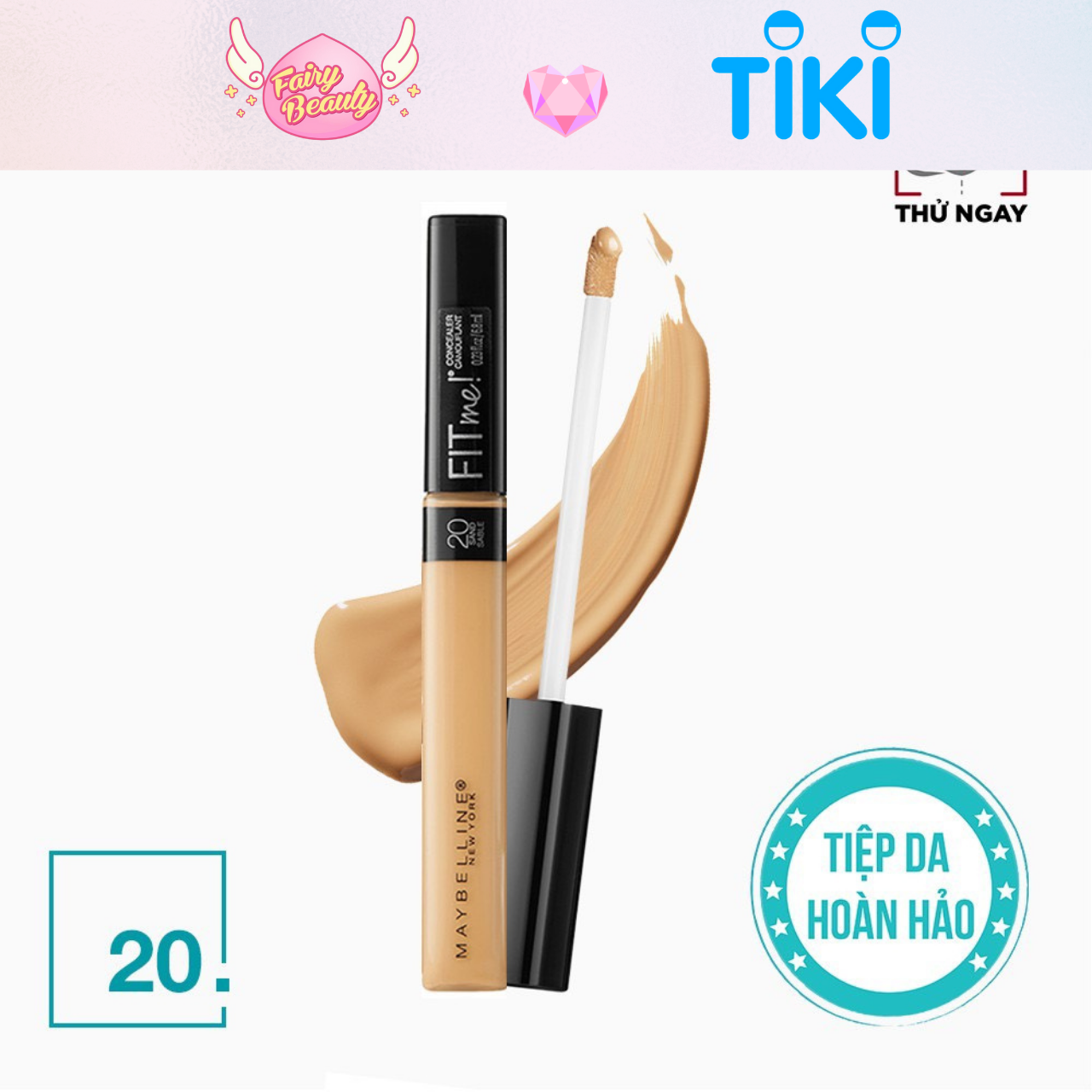 [MAYBELLINE NEW YORK] Kem Che Khuyết Điểm Mịn Lì Tệp Mọi Tông Da Tối Ưu Fit Me Concealer 6.8ml