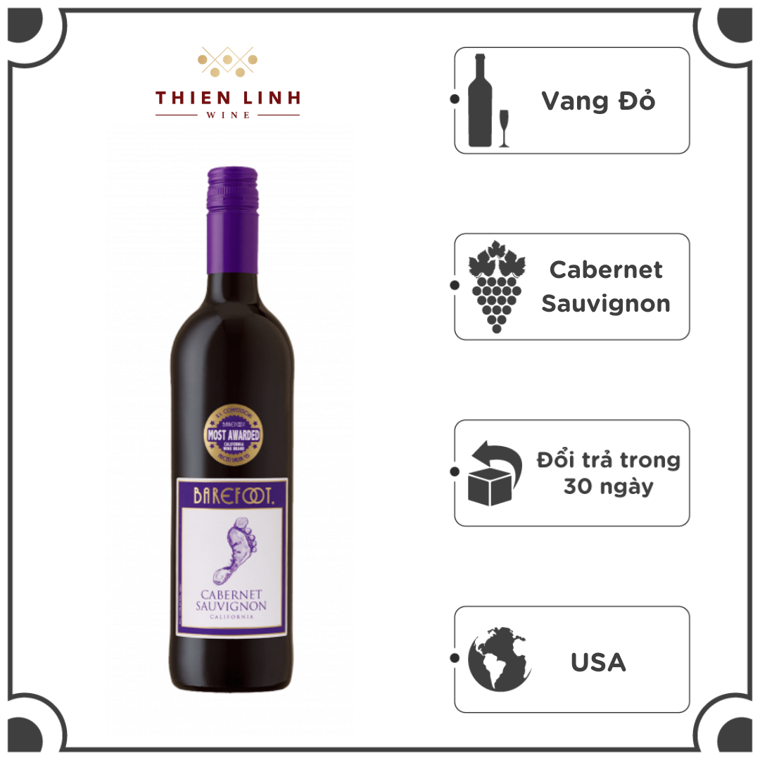 Rượu Vang Đỏ USA Barefoot Varietal Cabernet Sauvignon