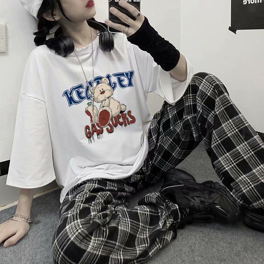 Áo Thun Ngắn Tay Form Rộng In Họa Tiết Thời Trang Dành Cho Nam 2 Màu