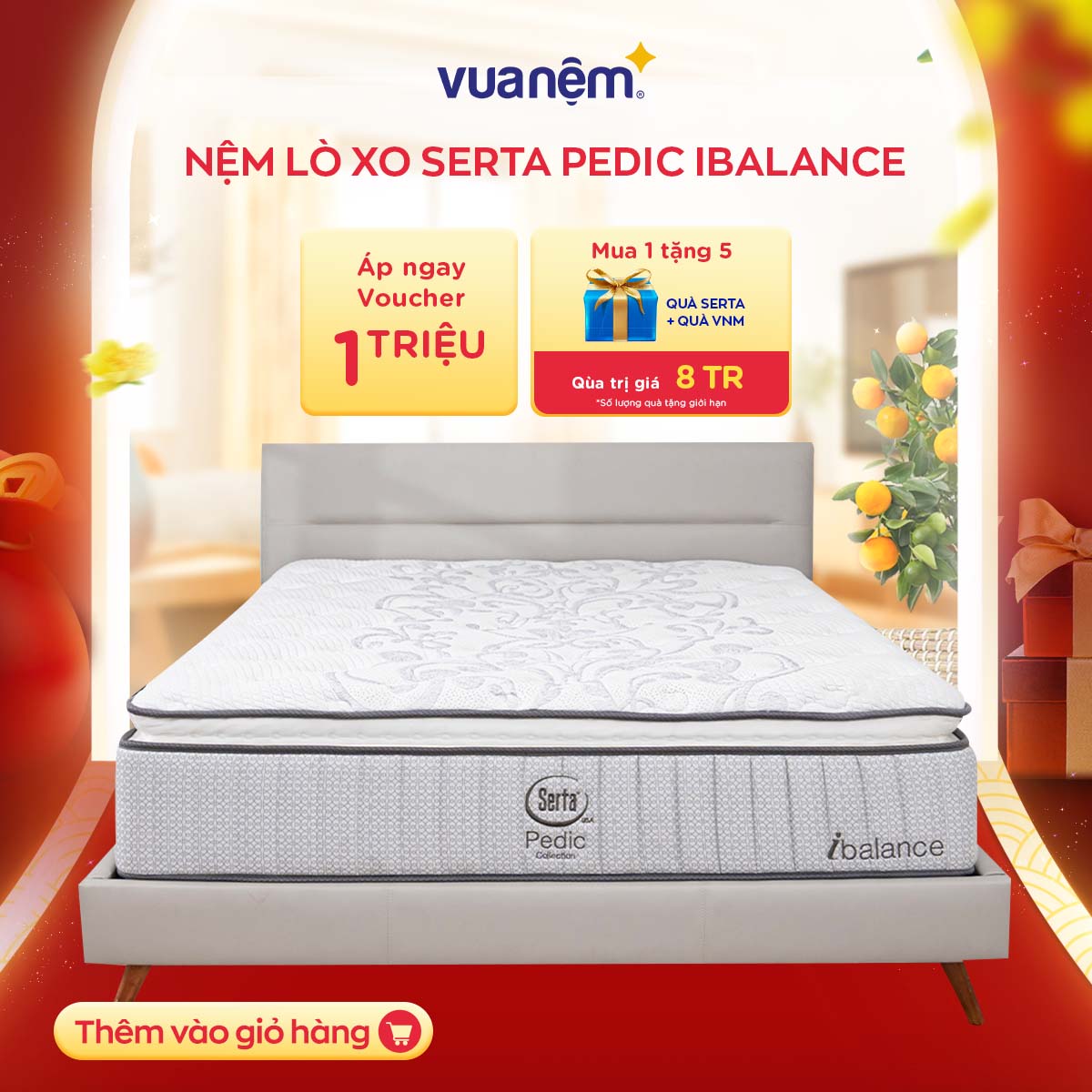 Nệm lò xo cao cấp Serta Pedic iBalance 36 cm