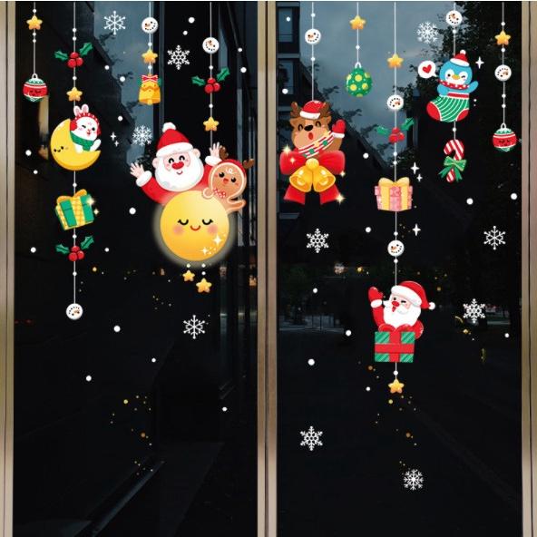 Decal trang trí Noel Hít Tĩnh Điện 2 mặt - RÈM TRĂNG SAO GIÁNG SINH ĐÁNG YÊU