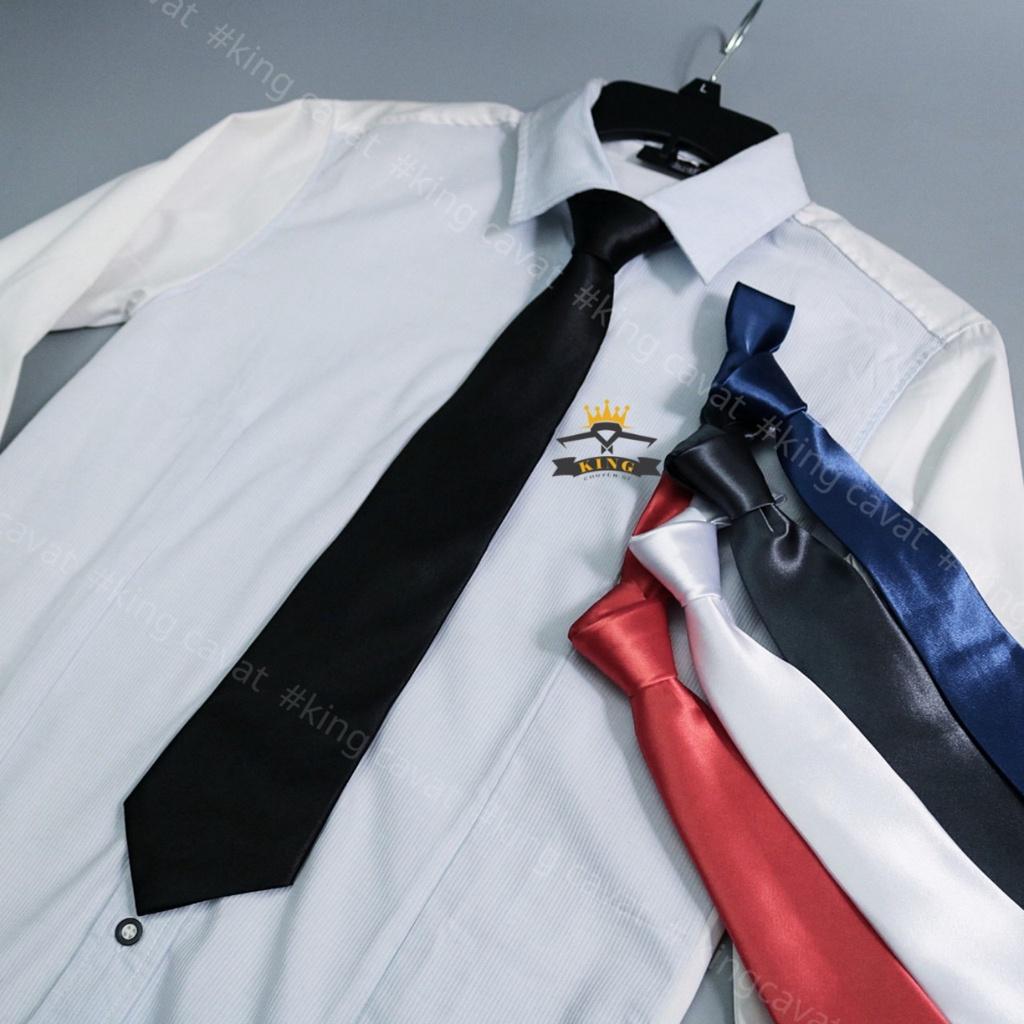 Cà vạt đen nam cao cấp KING cho công sở vải silk giá rẻ bản 8cm C04