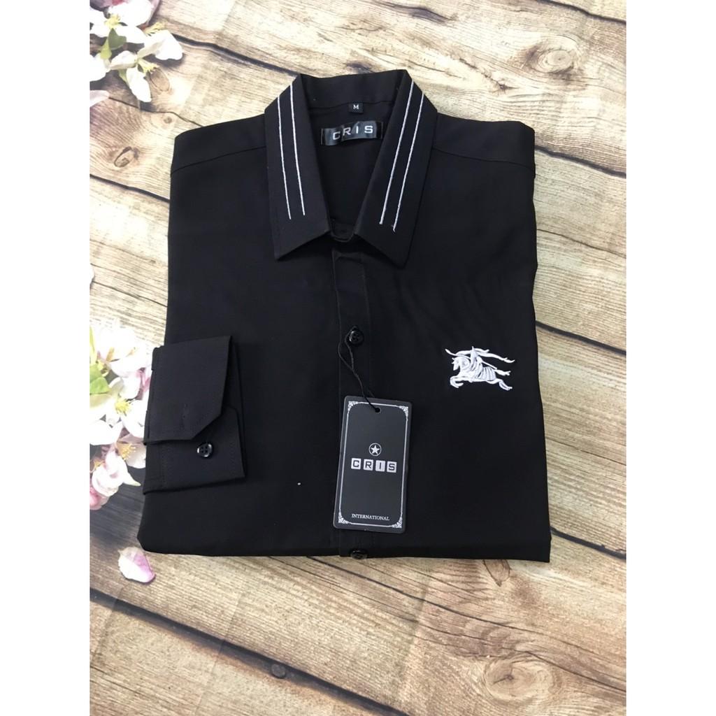 Áo Sơ Mi Nam Thêu Họa Tiết 2 Màu Trắng Đen - Aru Shop