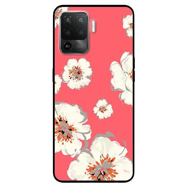 Ốp lưng dành cho Oppo A54 - Oppo A74 - Oppo A94 - Hoa Trắng Nền Hồng