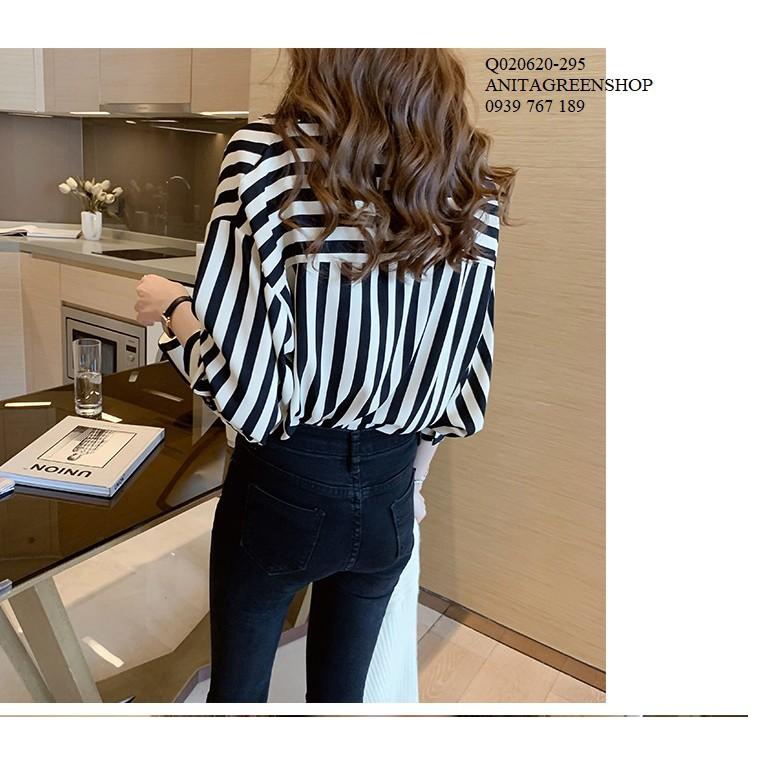 Q020620 ÁO SƠ MI SỌC FORM DÀI